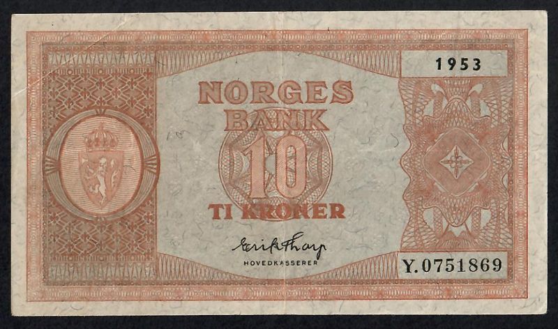 10 kr 1953 Y.0751869. Kv: 1