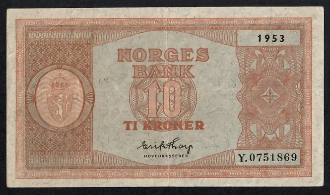 Hovedbilde 10 kr 1953 Y.0751869. Kv: 1