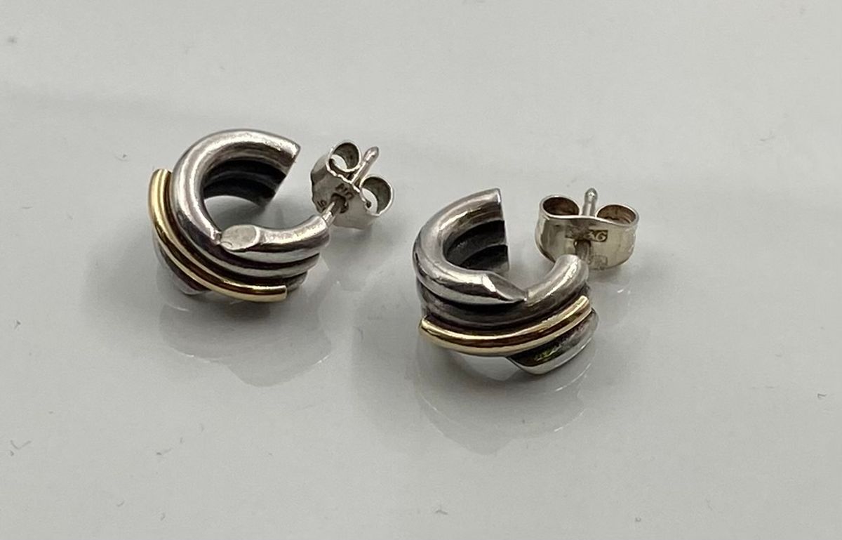 Øredobber 925 sølv med forgylt detalj Pia Rauff