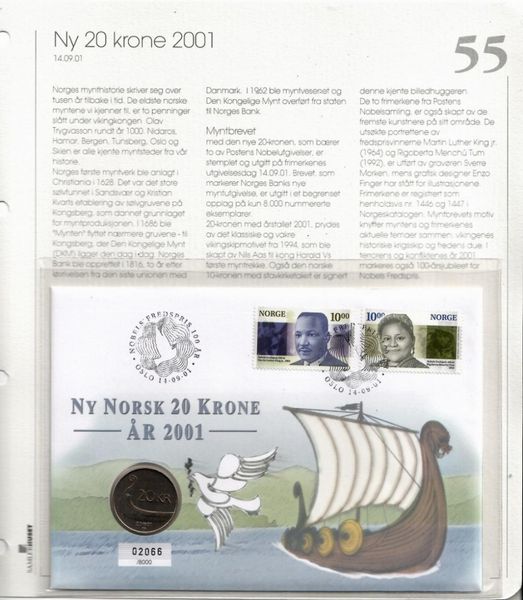 Hovedbilde Nr 55. Ny 20 krone 2001.