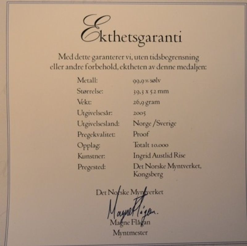 Unionsmedaljen Norge - Sverige 2005