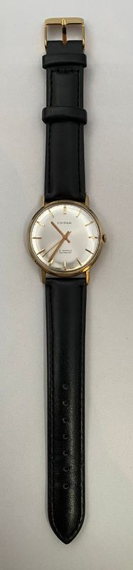 14 k Gull Edissa 21 Jewels Incabloc mekanisk m. sort reim