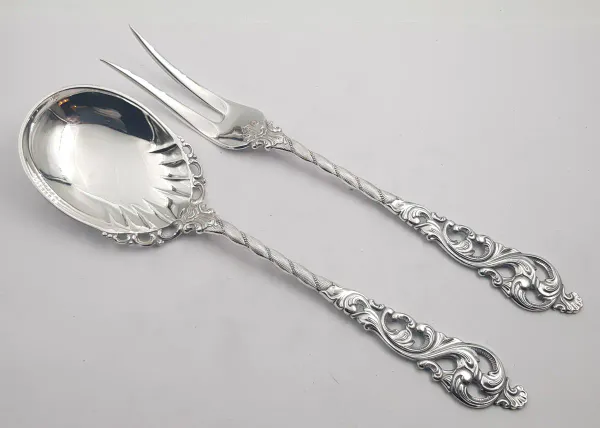 Hovedbilde Dobbel rokokko: Anretningssett skje/gaffel 21,5 ...