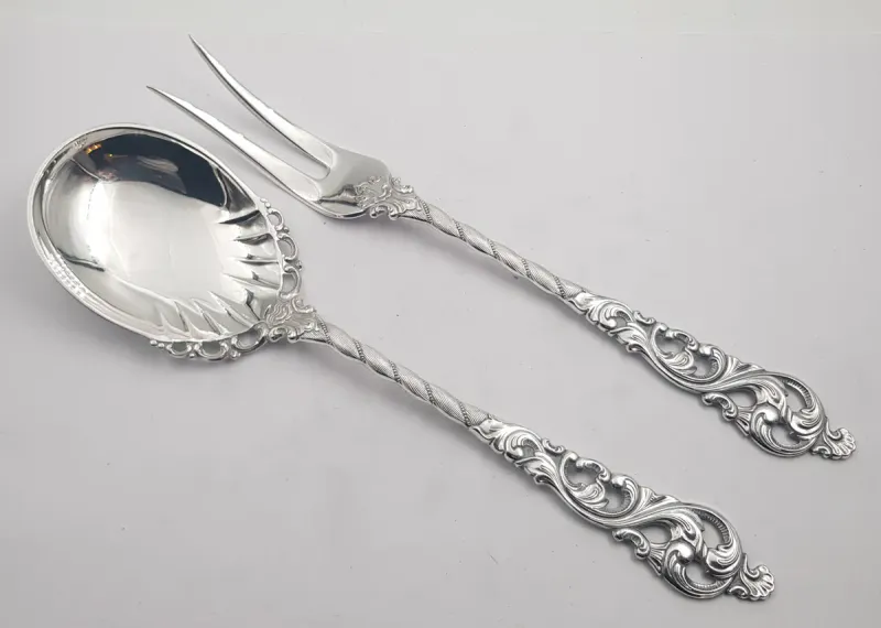 Dobbel rokokko: Anretningssett skje/gaffel 21,5 cm