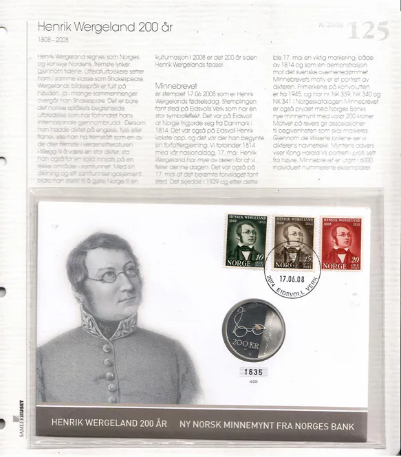 Hovedbilde Samlerhuset Nr 125 - Henrik Wergeland 200 år. 