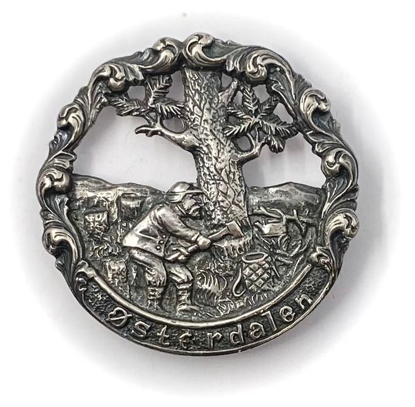 Hovedbilde Brosje/Anheng 830 sølv tømmerhogger Østerdalen